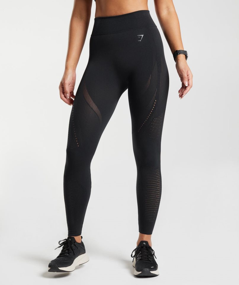 Legginsy Gymshark Warp Knit Damskie Czarne | PL 125ROD